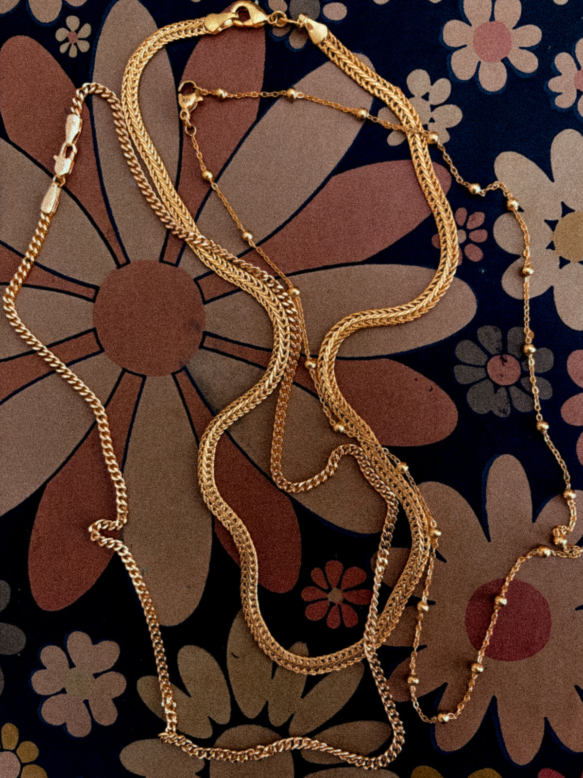 Gold Layering Chains by Hasten House in three styles: the Beaded 16 inch, the Flat 18 inch, and the Classic 20 inch